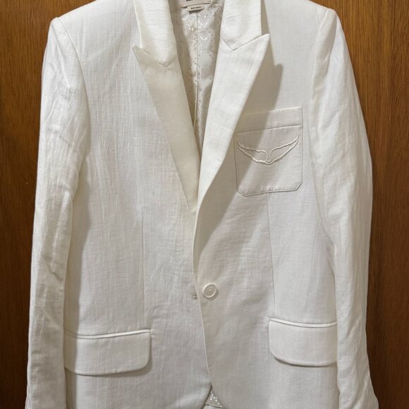 NW ZADIG & VOLTAIRE VOW LINEN BLAZER - Picture 2 of 6